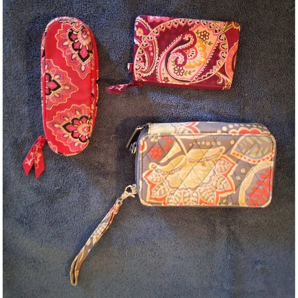 VERA BRADLEY LOT of 3 Wallet Pouch Clutch ID Case Coin Purse Wristlet Red - Picture 3 of 3